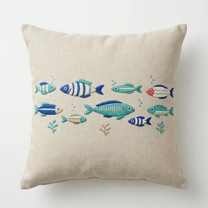 Piccoli Pesci — embroidered decorative cushion cover