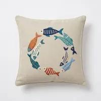 Sardine Circle — embroidered decorative cushion cover