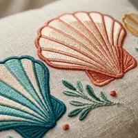Scallop Trio — embroidered decorative cushion cover