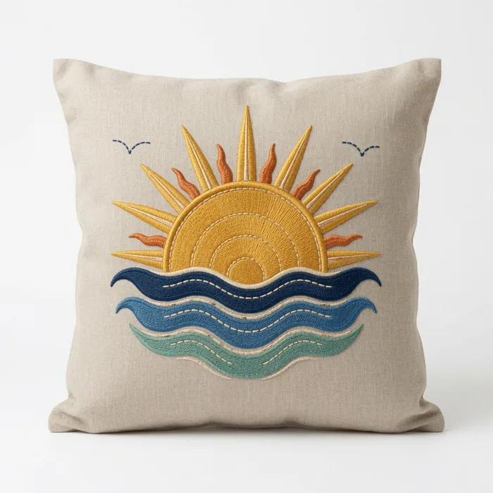 Rising Sun Coast — embroidered decorative cushion cover