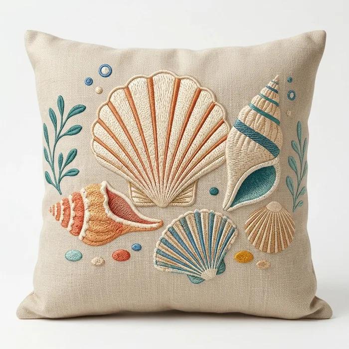 Conchiglie Mediterranee — embroidered decorative cushion cover