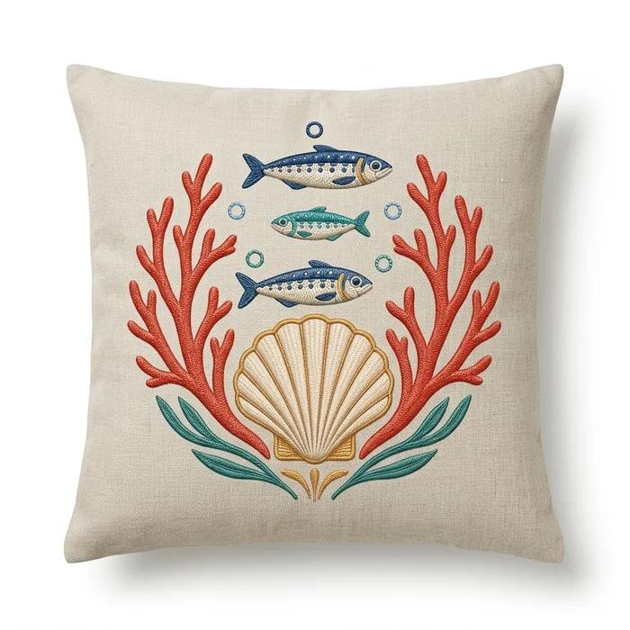 Mare Nostrum Emblem — embroidered decorative cushion cover