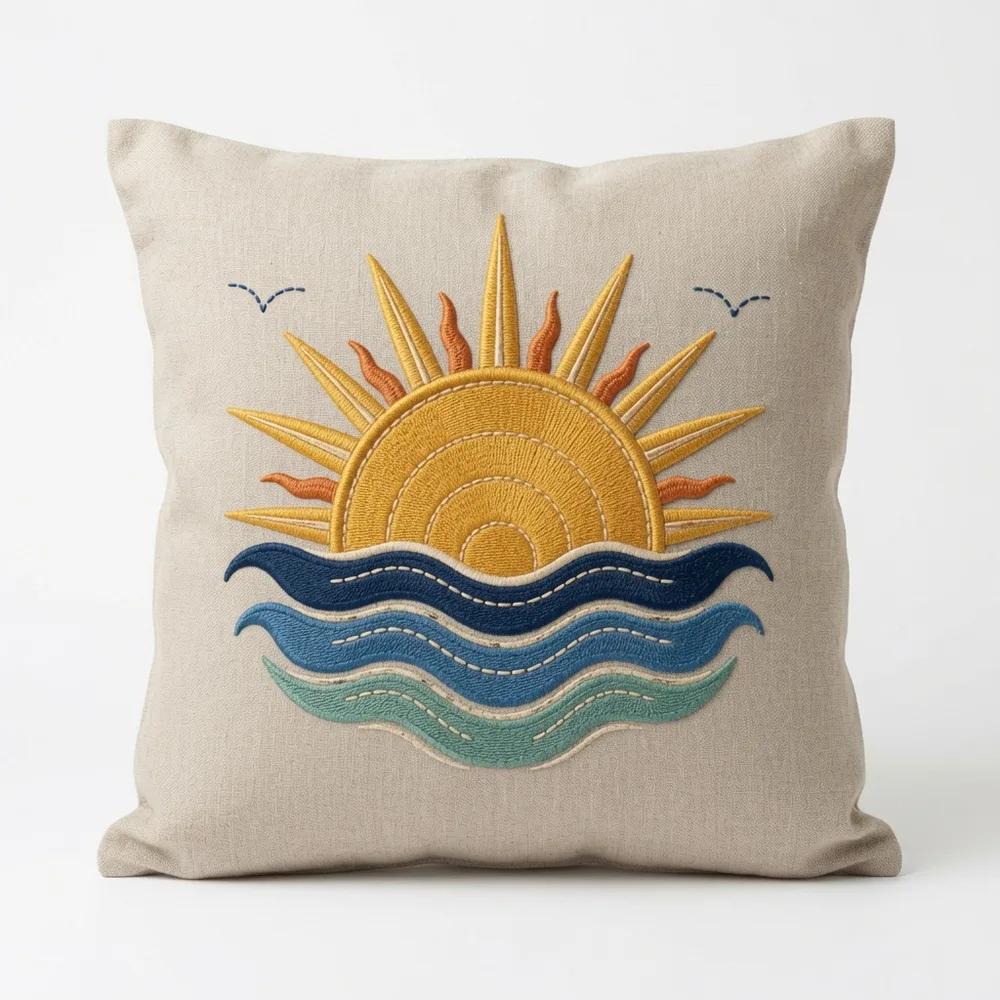 Rising Sun Coast — embroidered decorative cushion cover