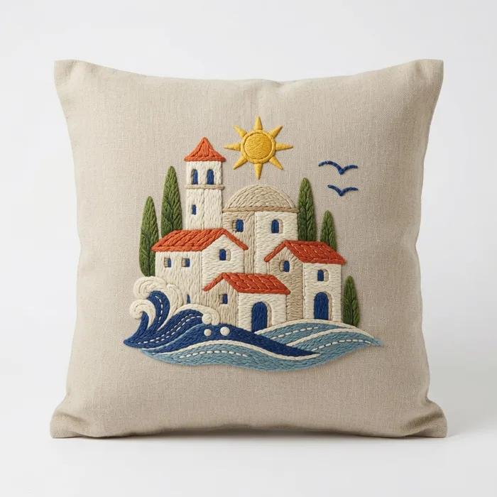 Villaggio Bianco — embroidered decorative cushion cover