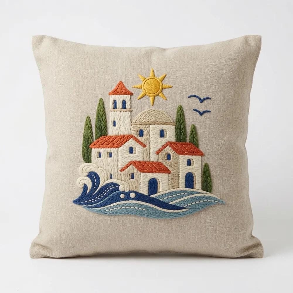 Villaggio Bianco — embroidered decorative cushion cover