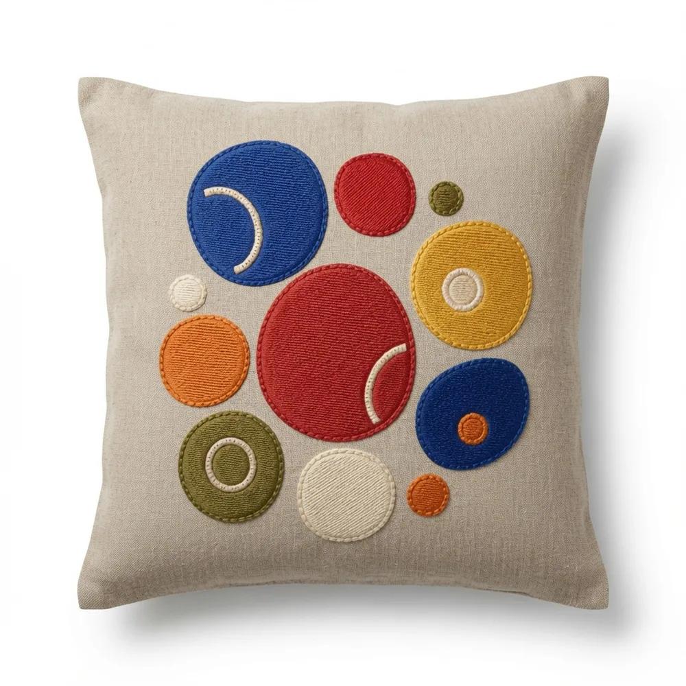 Bold Dots — embroidered decorative cushion cover