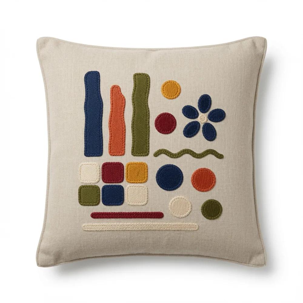 Rhythm Emblem — embroidered decorative cushion cover
